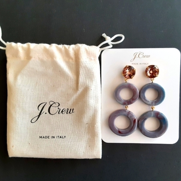 J. Crew Round Drop Earrings Made In Italy Pale Seascape NEW - Picture 4 of 4